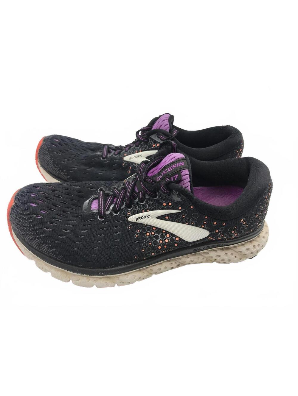 Brooks Glycerin 17 Women Sz 7 B Black Purple Running Shoes 1202832B059 - Picture 3 of 10